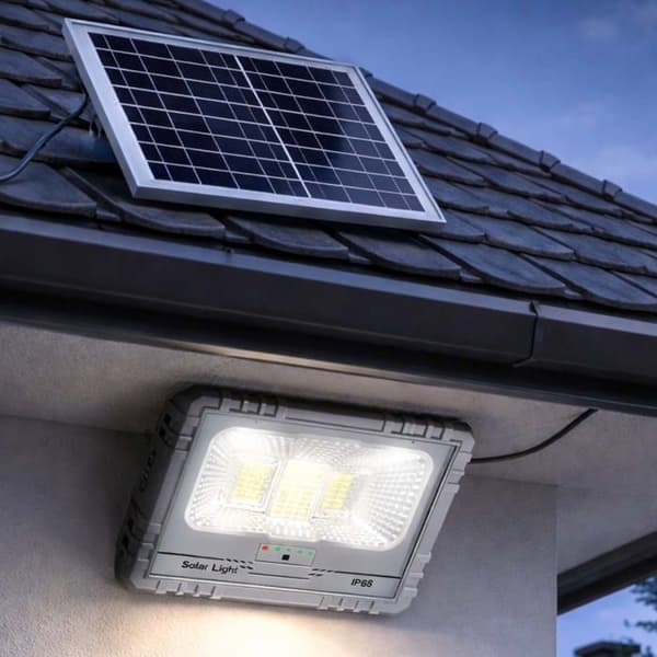 LED Solcelleprojektor 17W IP67 med 20000mAh batteri og 17W panel grå Grå