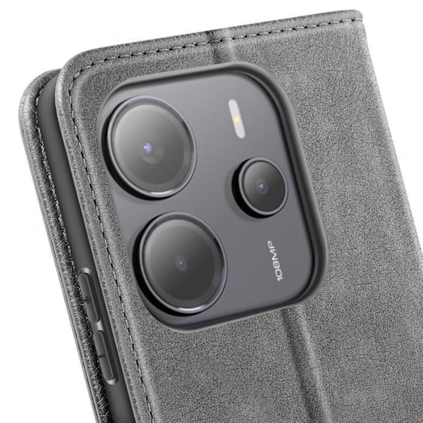 Fodral för Xiaomi Redmi Note 14 4G Fickbok och Videostativ Grå Grå