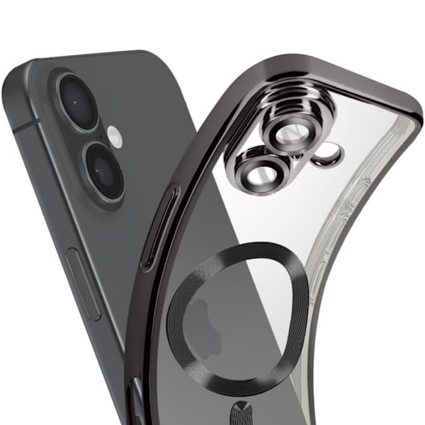 Fodral - AVIZAR - iPhone 16 Plus - Silikon - Svart Chrome Contour - Fullständigt kameraskydd Svart