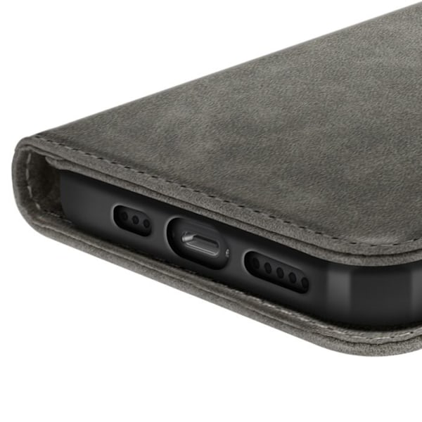 Étui til iPhone 16e - Chesterfield - Grå - Wallet Flip - Videostand Grå