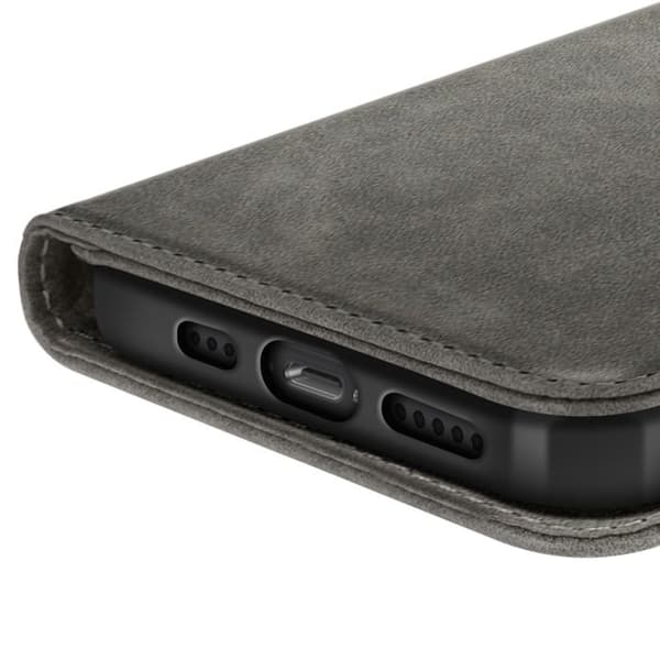 iPhone 16e-fodral - Chesterfield - Grå - Plånboksöppning - Video Stöd Grå