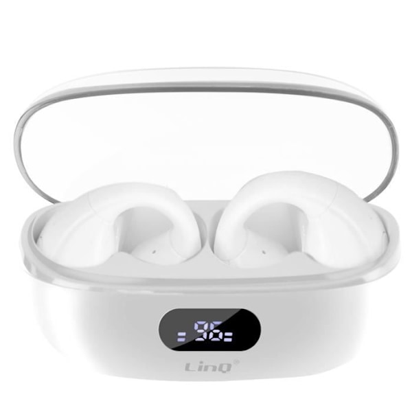 Bluetooth-høretelefoner - LINQ - Luftledende - Clip-on-design - 4 timers batterilevetid - Svedafvisende Vit