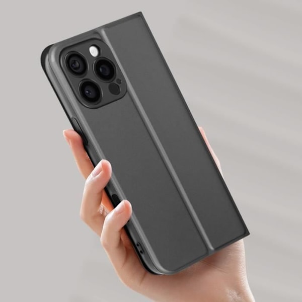 Etui til iPhone 16 Pro Max - AVIZAR - Soft touch - Kortholder - Videostøtte - Sort Svart