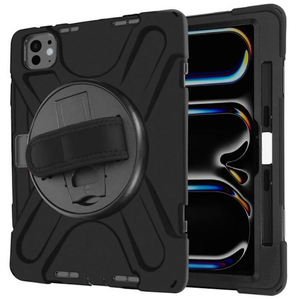 Fodral för iPad Pro 11 2024 - AVIZAR - Stötsäker med stödhandtag och rem svart Svart