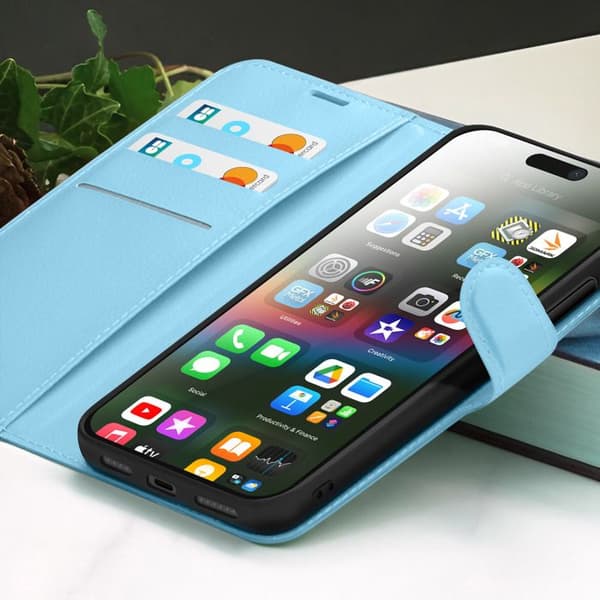 Plånboksfodral för Apple iPhone 15 Plus Ställ och Flik Zanaé Ljusblå Himmelsblå