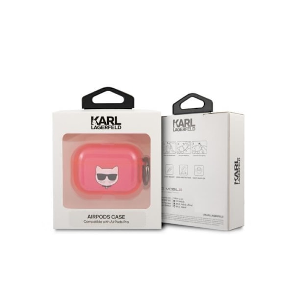 Kotelo Airpods Pro Choupette läpikuultavalle silikonille Karl Lagerfeld Fuchsia Rosa