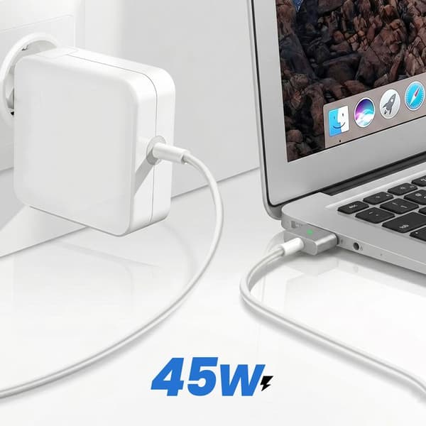 Lader til MacBook Air 13" A1466 2012-2017 MagSafe 2 - 45W Hvid Vit