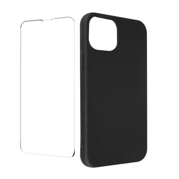 iPhone 13 Pro Max blødt sort etui og 9H gennemsigtigt hærdet glas Svart