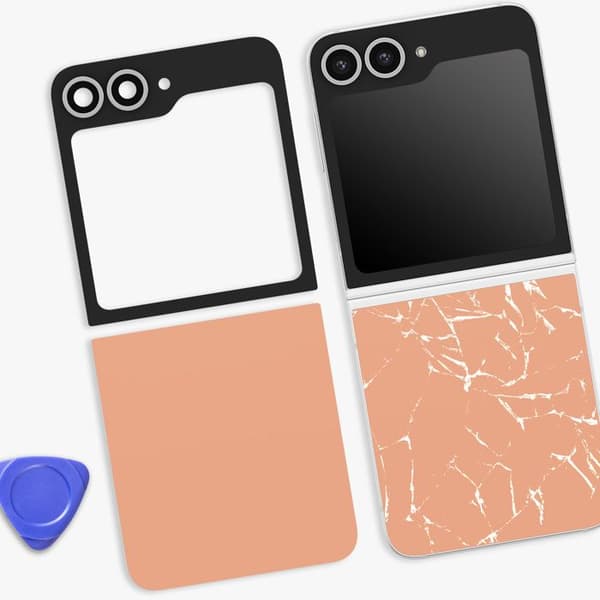 Bageste Øverste og Nederste Glas Kit til Galaxy Z Flip 6 Orange Apelsin