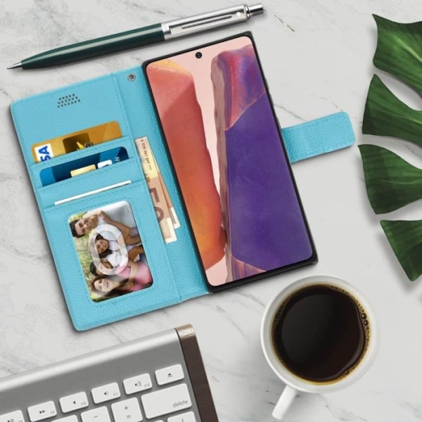Fodral till Samsung Galaxy Note 20 - AVIZAR - Korthållare Videostöd Funktion Handledsrem Blå Blå
