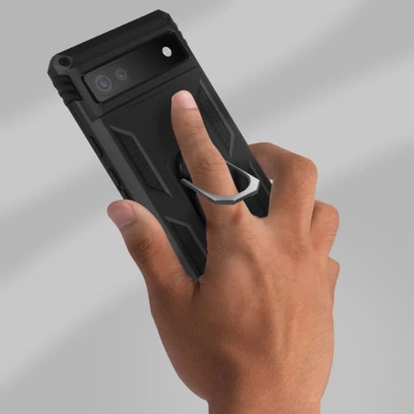Coque Antichoc - Google - Pixel 6A - Sort - Hold ring - Video holder - Bi-material svart