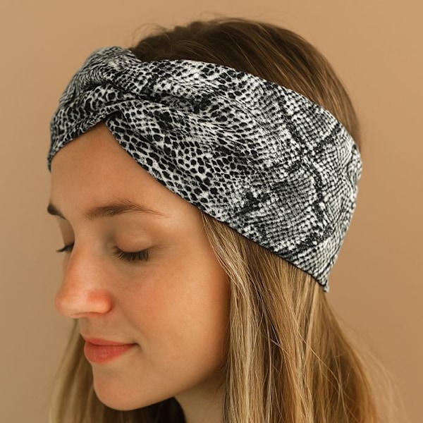 Graafinen Harmaa Python Painettu Silkkipanta Hair Accessory Grå