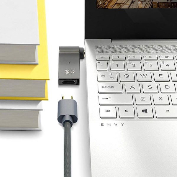USB-C 100W til DC 4,5 x 3,0 mm opladningsadapter til HP-computer Grå