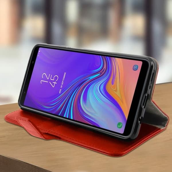 Hus - Samsung - Galaxy A7 2018 - Silikon - Videostöd - Röd Röd