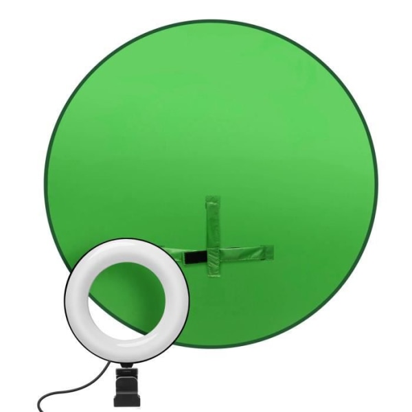 Streaming- och vloggningspaket - Bigben - Grön bakgrund och ringljus - 3 ljusstyrkanivåer