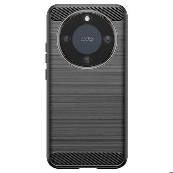 Silicone Cover til Honor Magic 8 Lite med Carbon Effekt Børstet Tekstur Sort Svart