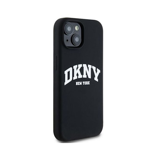 DKNY Liquid Silicone White Logo Print MagSafe - Etui til iPhone 15 Plus / 14 Plus (sort)