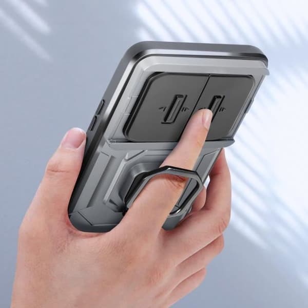 Fodral till Xiaomi 14 Ultra - AVIZAR - Sliding Camera Cover Support Ring - Grå Grå