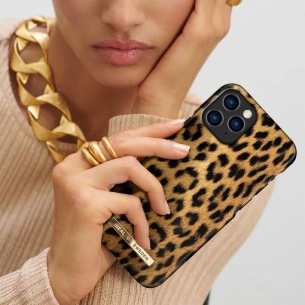 Suojakuori - Ideal of Sweden - iPhone 11 Pro - Leopardi-printti - Kestävä muovi - Langaton QI -lataus Leopardtryck, svart