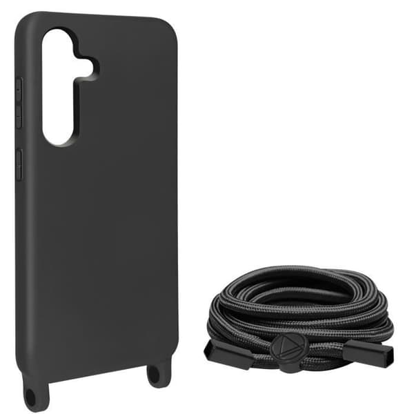 Cover til smartphone - AVIZAR - Samsung Galaxy S24 Plus - Semi-hård - Nylon snor - Sort Svart