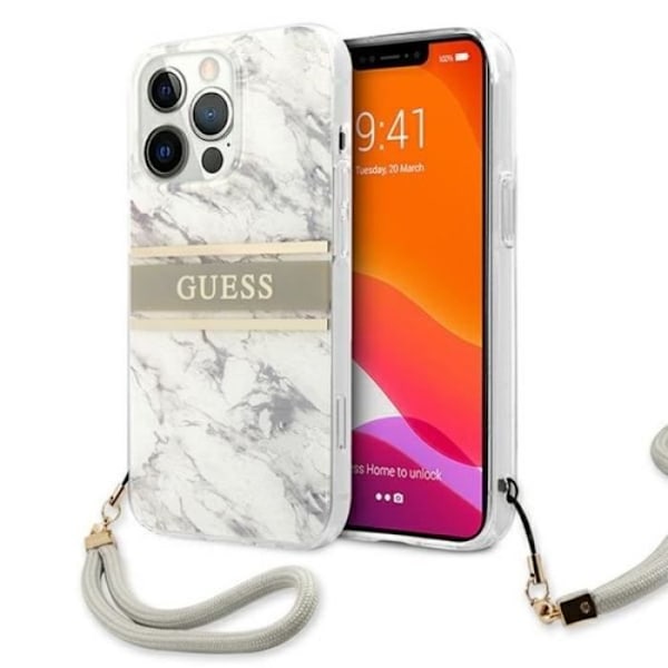 Guess Case til iPhone 13 Pro / 13 6.1`` Grå Marmor Strap Collection - GUHCP13LKMABGR