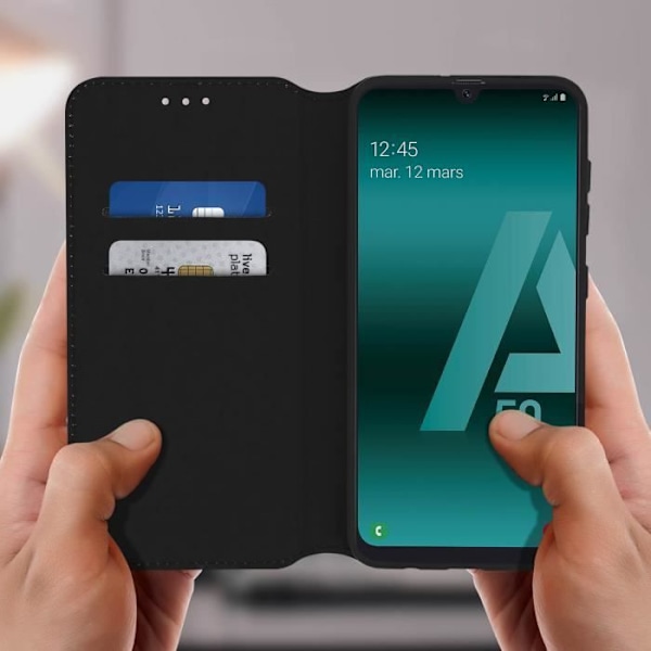 Cover til Samsung Galaxy A50 - AVIZAR - Folio Wallet Case - Eco-læder - Sort - Standfunktion Svart