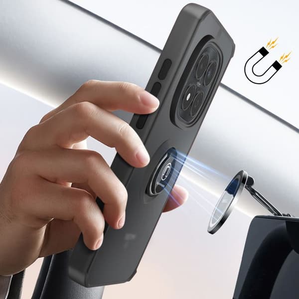 Cover til Redmi Note 15 Pro 4G med magnetisk ring, mat sort finish Svart