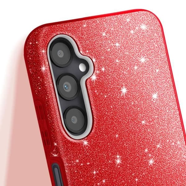 Kimallekuori - Samsung Galaxy A05S - Iskunkestävä - Kimalteleva - Punainen Röd