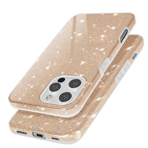 Glitter Case iPhone 16 Prolle - AVIZAR - Silikoni ja polykarbonaatti - Keltainen - Kiiltävä - Sekalainen Gul
