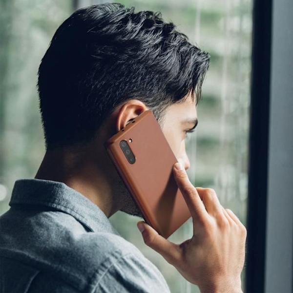 Etui - AVIZAR - Galaxy Note 10 - Kromad randig - Genomskinlig - Styv Lätt Rose guld