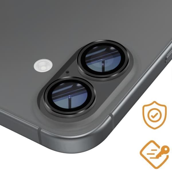 Härdat glas kamera för iPhone 16 Hårdhet 9H Rep-resistent Svart Svart