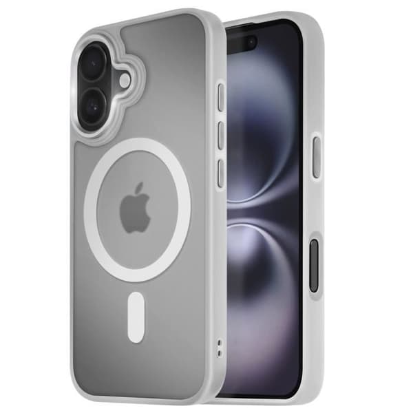 Coque MagSafe för iPhone 16 Matt Frostad Baksidan Grå Kontur Grå