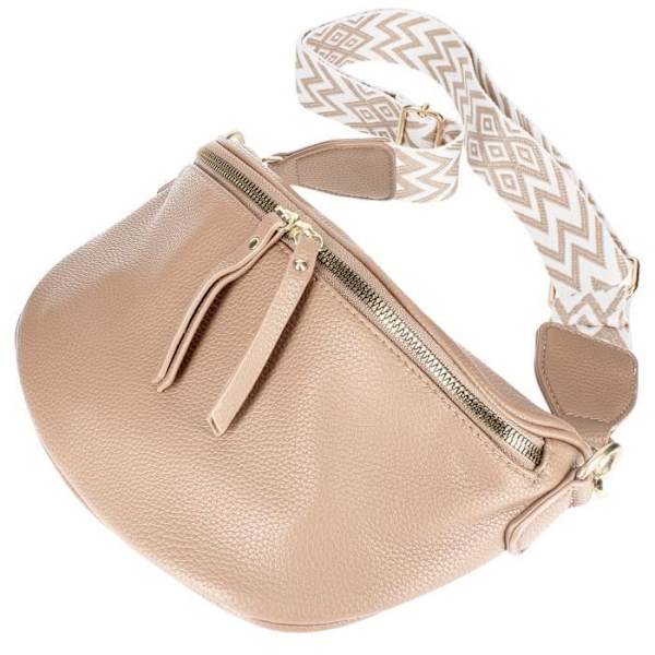 Geometric Pattern Crossbody Belt Bag - Gallantry - Taupe Mol