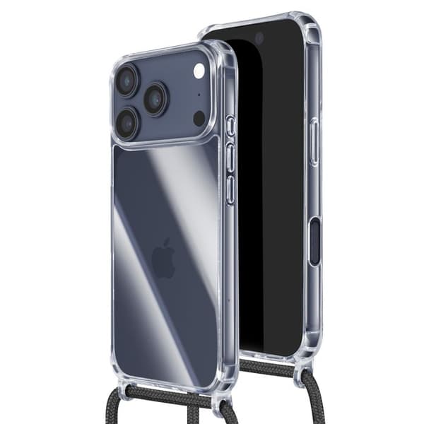 Cover - ADVISE - iPhone 17 Pro - Transparent Silikone - Blød Berøring - Justerbar Snor Vit
