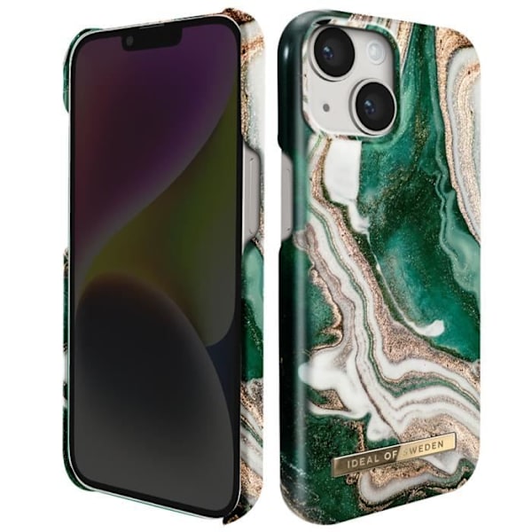 iPhone 14 Plus -kotelo marmoroitu Ylellinen Ultraohut Kultainen Jade Marble iDeal of Sweden Tummanvihreä