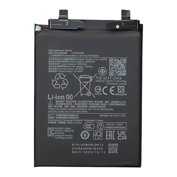 Internt batteri til Xiaomi Poco F6 Pro 5000mAh model BM5W Sort Svart