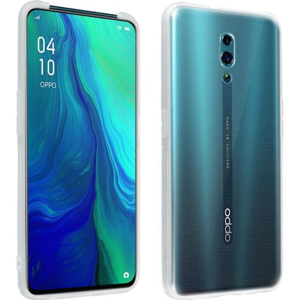 Fodral och Skyddsfilm - AVIZAR - Oppo Reno - Mjuk Silikon - 9H Härdat Glas - Transparent Vit Klar vit