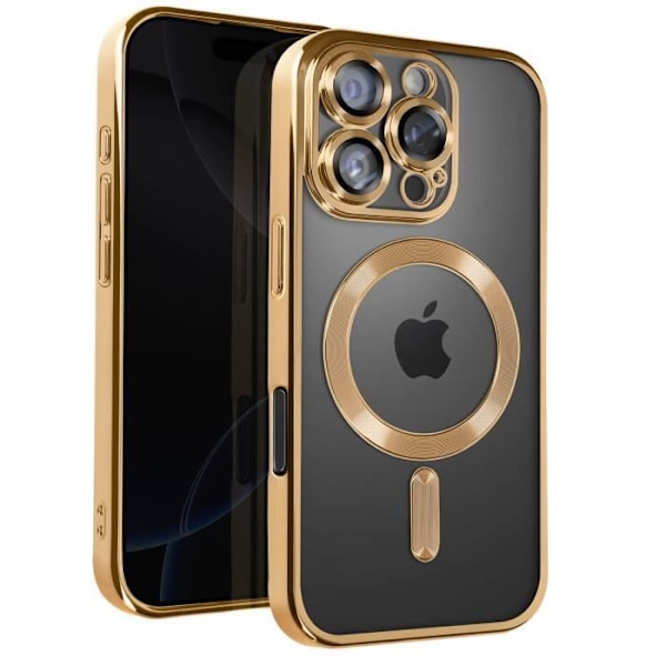 Coque MagSafe för iPhone 16 Pro Silikon Kromad Kontur Guld Gul