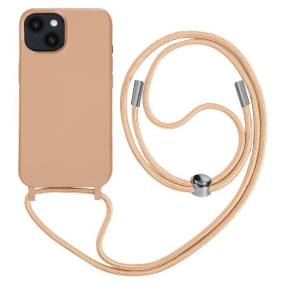 iPhone 14 Plus Cord Case Halvstift med nakkestrop 80 cm pink