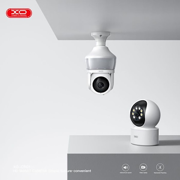 Inomhus WiFi-kamera 340° roterande med LED-belysning och människodetektering NO NAME Vit Vit