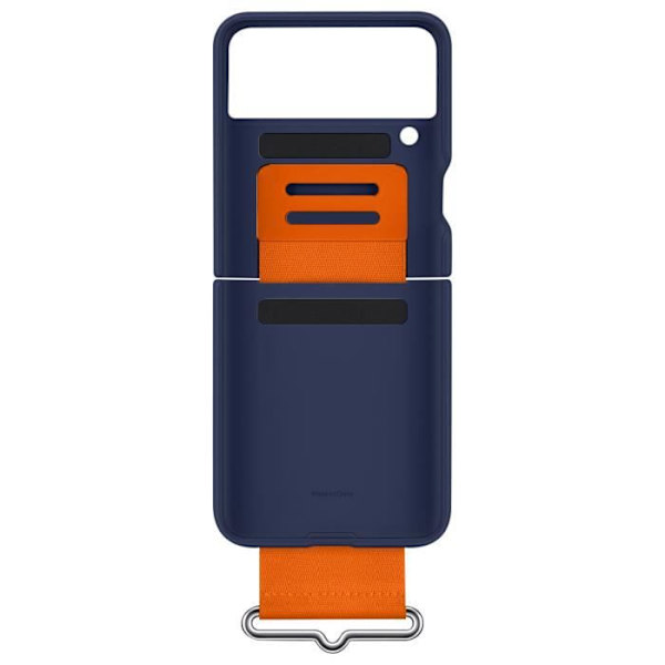 Kuori - Samsung - Galaxy Z Flip 3 5G - Pehmeä Silikoni - Integroitu Hihna - Ohut Profiili Orange, Mörkblå