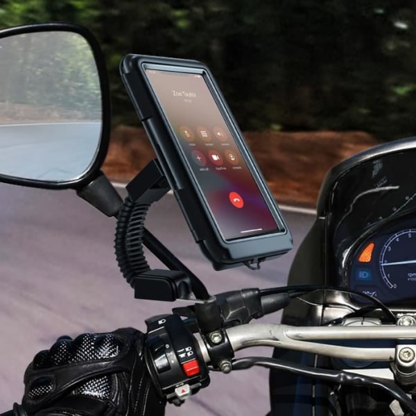 Motorcykel Telefon Holder Bakspejl Mount Vandtæt Touch Case LinQ Sort