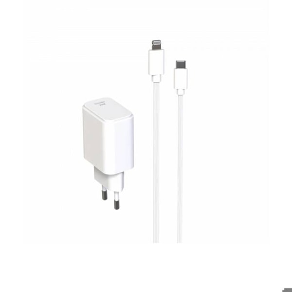 Pack Väggladdare USB-C PD 20W med USB-C till Lightning-kabel 1,5m Jaym Vit Vit