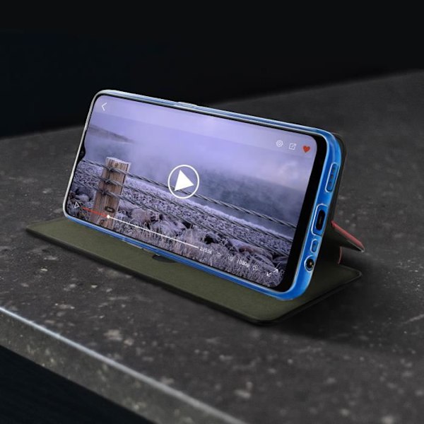 Fodral - AVIZAR - Oppo A5 2020 / A9 2020 - Rött eko-läder - Videostöd - Kortfack Röd
