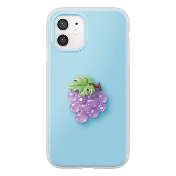 Cover til iPhone 12 / 12 Pro med 3D-reliefmønster af druer og forhøjet blå kant Blå