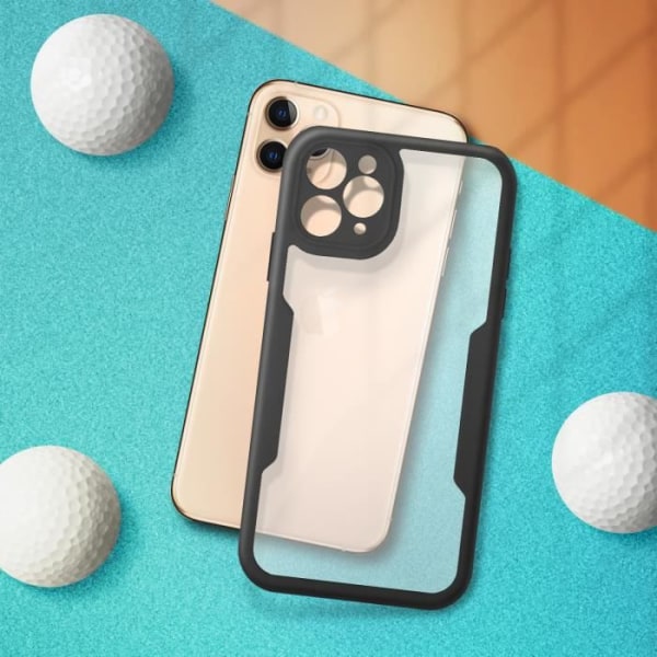Kokonainen kuori - AVIZAR - iPhone 11 Pro Max - Iskunkestävä - Plexi - Musta reuna Svart
