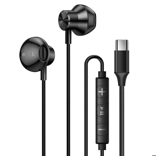LinQ Sorts USB-C Magnetiske In-Ear Høretelefoner til Musik og Håndfri Opkald - Sort