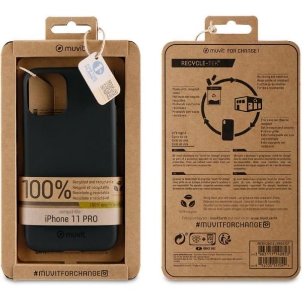 MUVIT FOR CHANGE Svart Recycletek-fodral: Apple iPhone 11 Pro