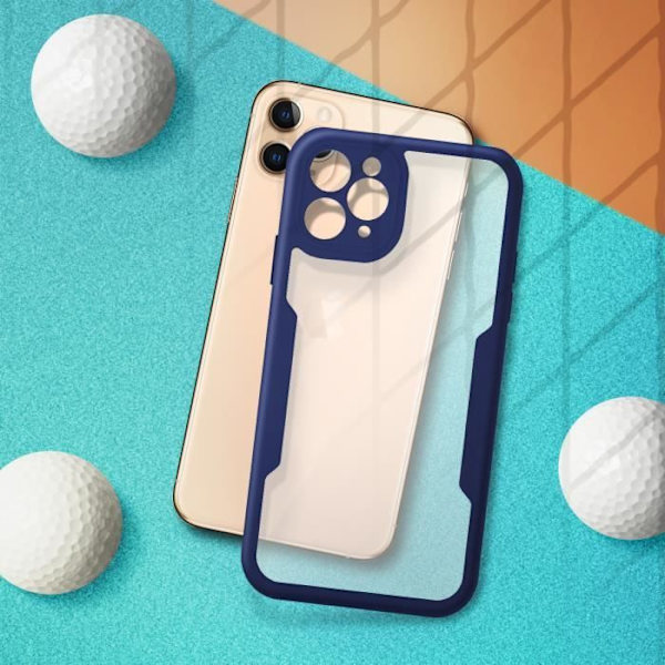 Coque iPhone 11 Pro Max - AVIZAR - Stötsäker - Plexiglas - Mörkblå kant - Styv Midnattsblå