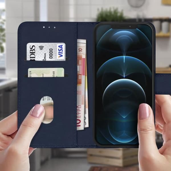 Etui - AVIZAR - iPhone 12 Pro Max - Beskyttelse - Kortholder - Video støtte - Blå Blå